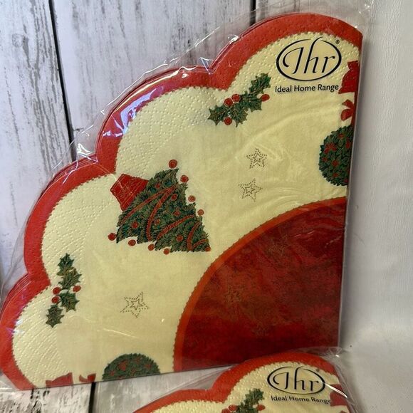 Vintage Ideal Home Range IHR Christmas Tree Round Napkins 12 Count NEW set of 4 - Picture 4 of 8